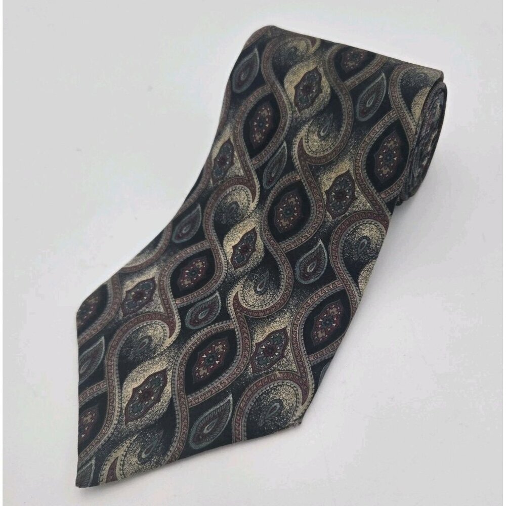 Tailors Row Finery Mens Necktie Tie Silk Paisley Wide 4 X 59 in‎ Brown Blue NWT
